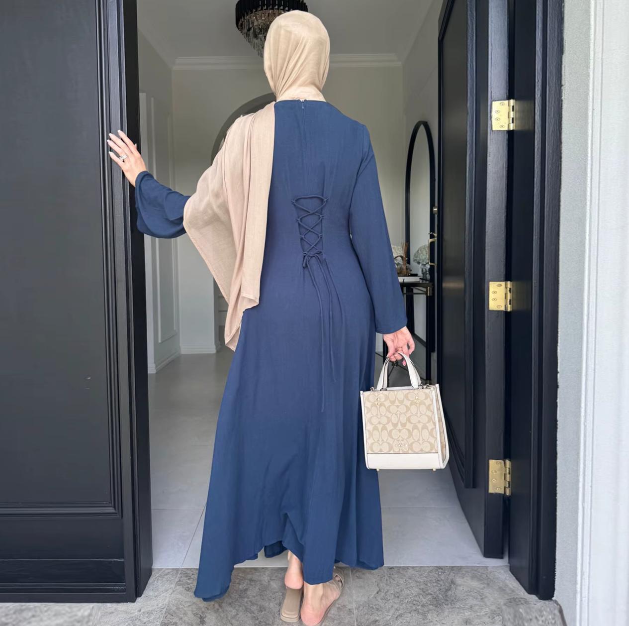 Premium Linen Abaya – Elegant Modest Long Sleeve Muslim Dress for Women, Lightweight Everyday & Occasion Wear