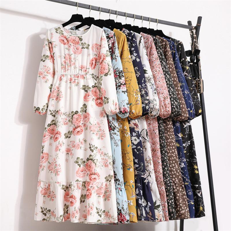 Floral Maxi Dress – Modest Long Sleeve Casual Summer Dress for Women, Floor Length Everyday & Occasion Wear