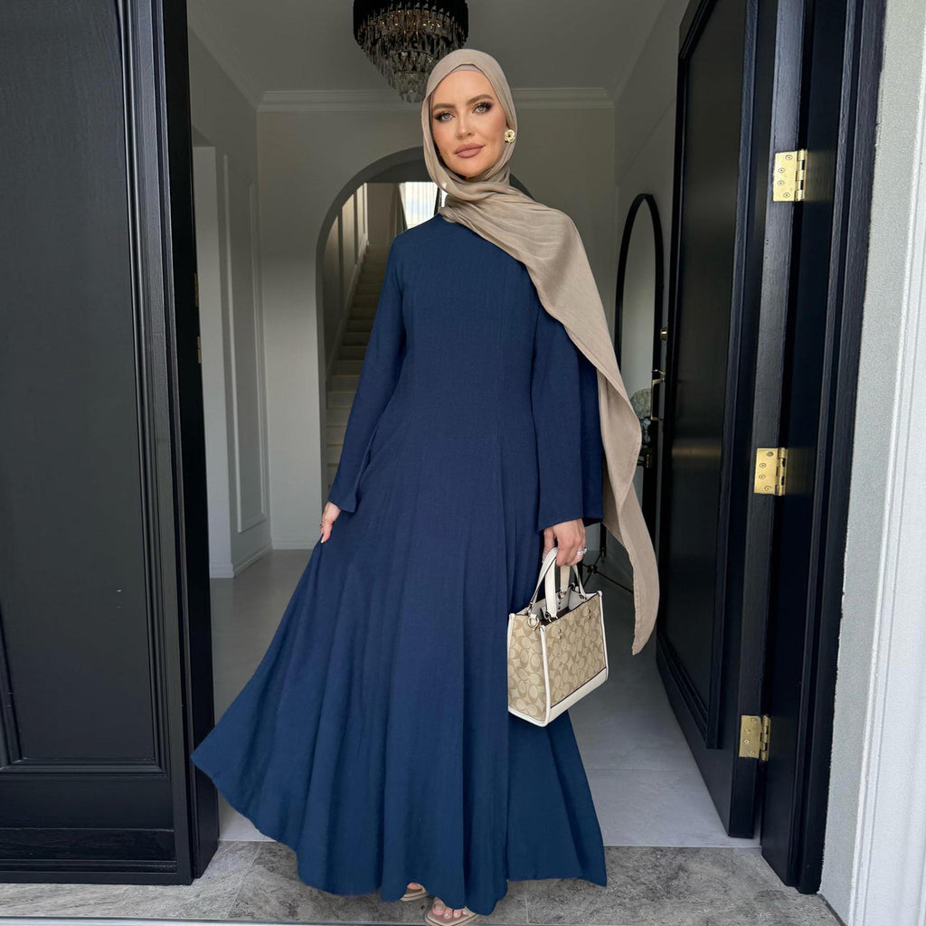 Premium Linen Abaya – Elegant Modest Long Sleeve Muslim Dress for Women, Lightweight Everyday & Occasion Wear