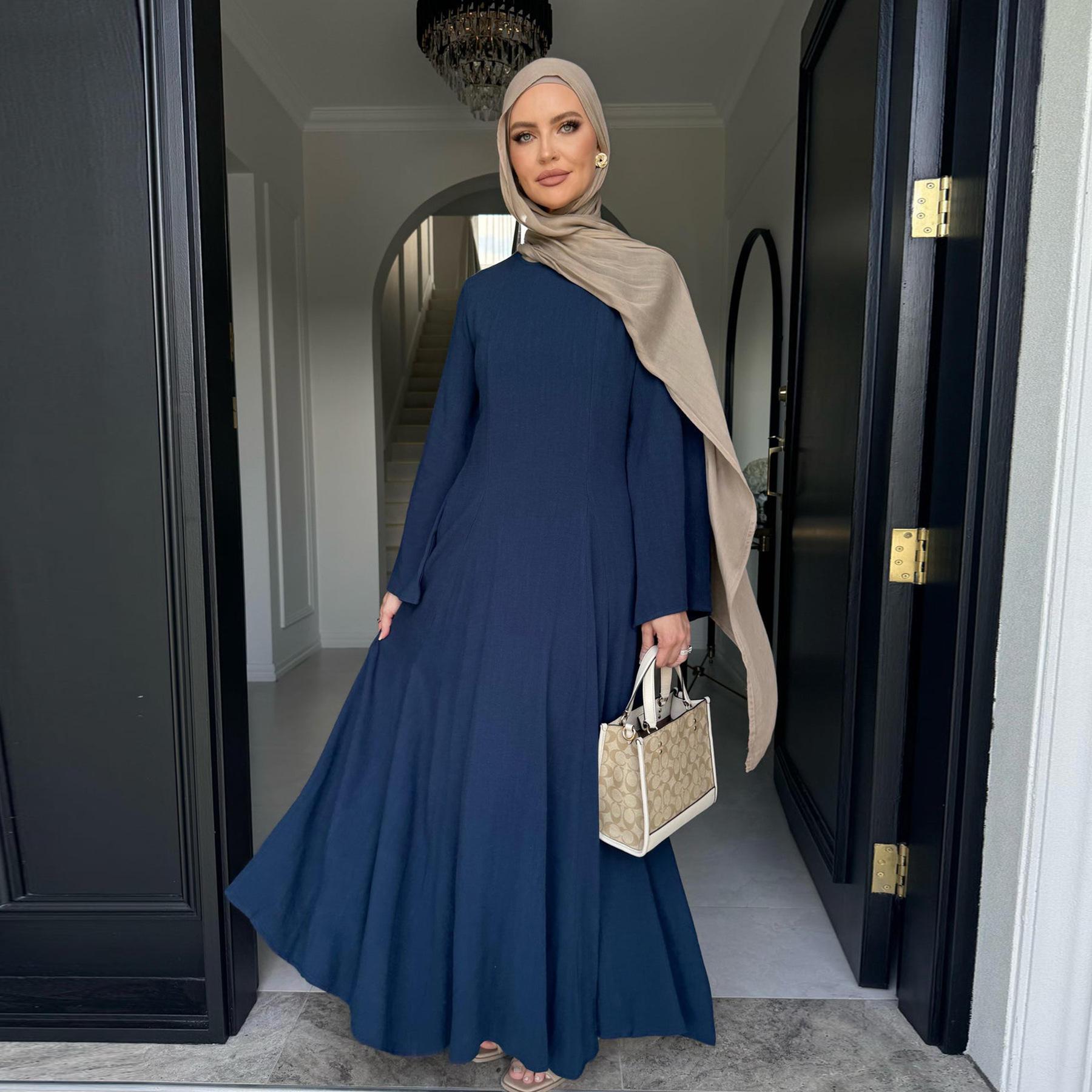 Premium Linen Abaya – Elegant Modest Long Sleeve Muslim Dress for Women, Lightweight Everyday & Occasion Wear
