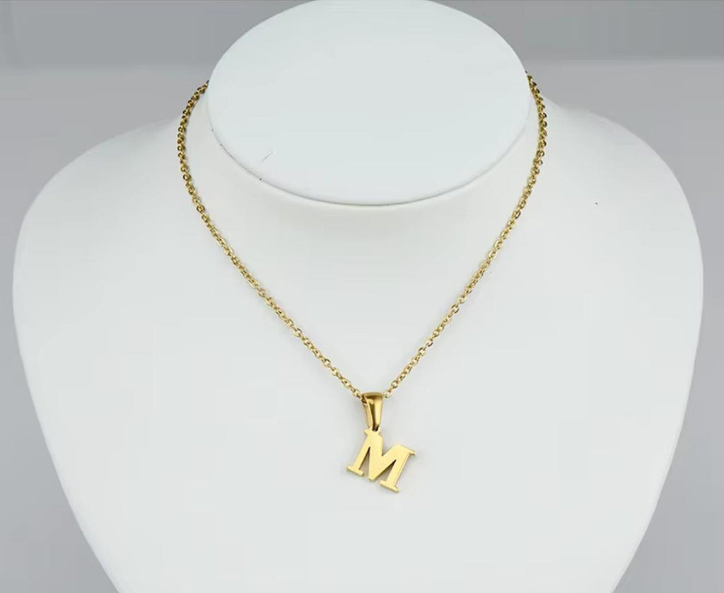 Name Initial Necklace A-Z 26 Letters Pendant 316L Stainless Steel 18k Gold Plated Jewellery Women Neck Choker Couple Gift