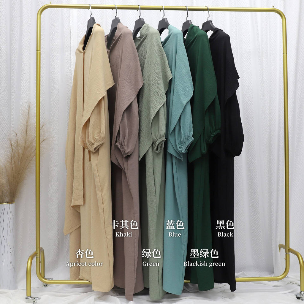 Flowing One Size Abaya – Modest Loose Fit Muslim Maxi Dress with Wide Sleeves for Women