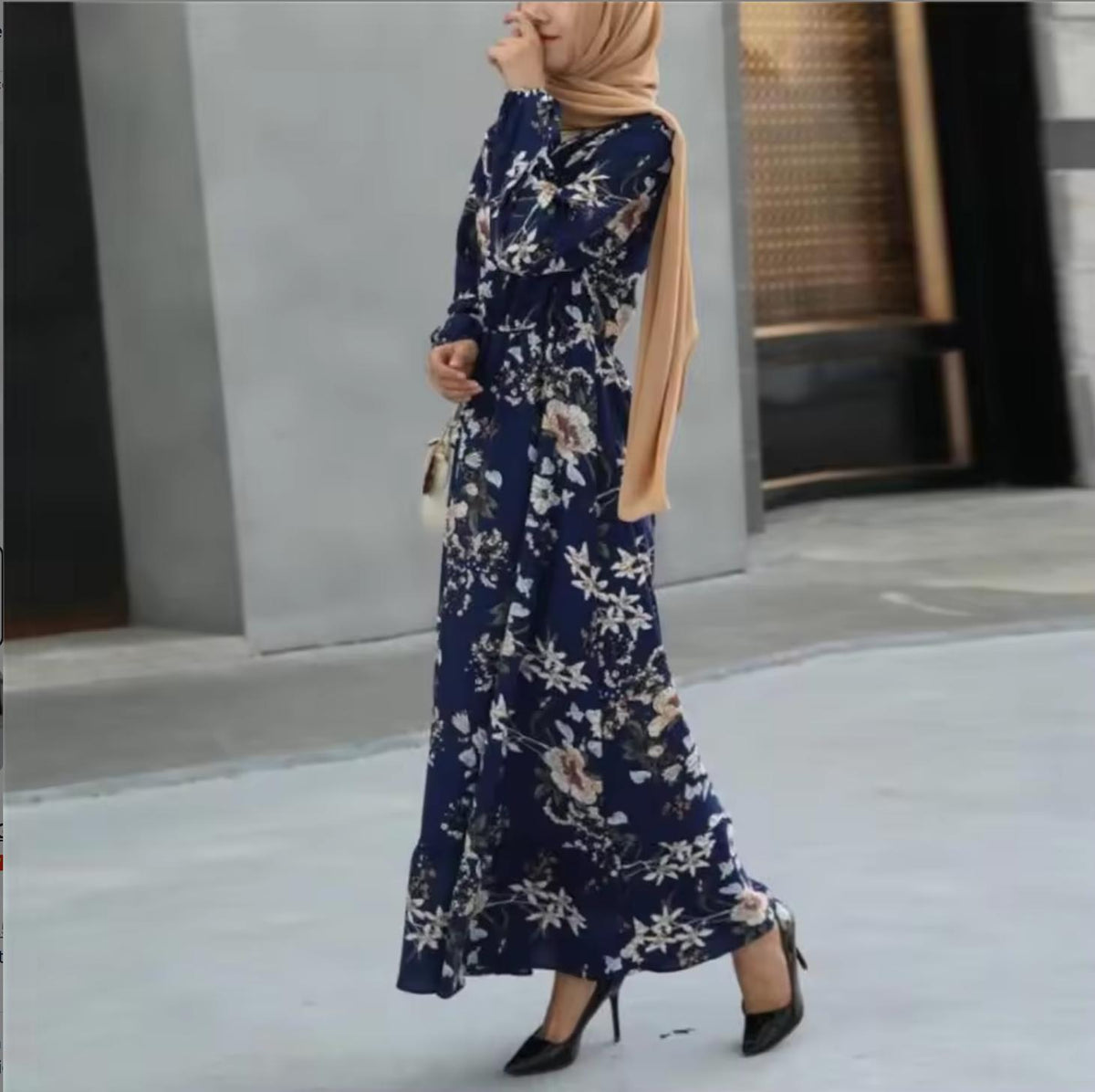 Floral Maxi Dress – Modest Long Sleeve Casual Summer Dress for Women, Floor Length Everyday & Occasion Wear