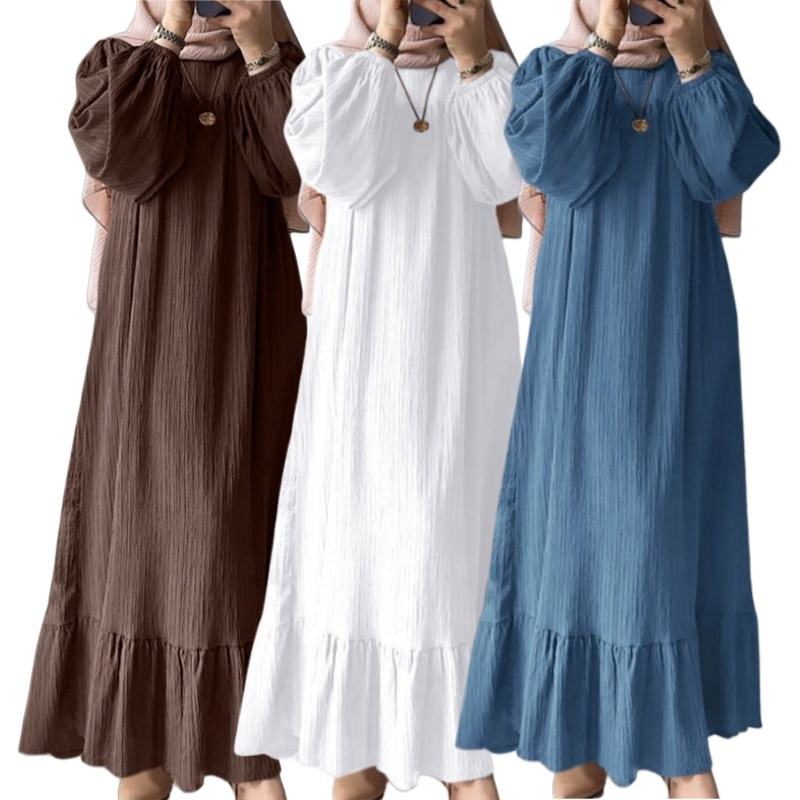 Elegant Ruffle Hem Maxi Dress – Modest Long Sleeve A-Line Dress for Women, Casual & Occasion Wear