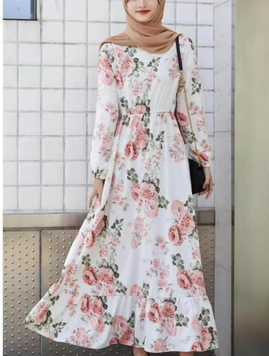 Floral Maxi Dress – Modest Long Sleeve Casual Summer Dress for Women, Floor Length Everyday & Occasion Wear