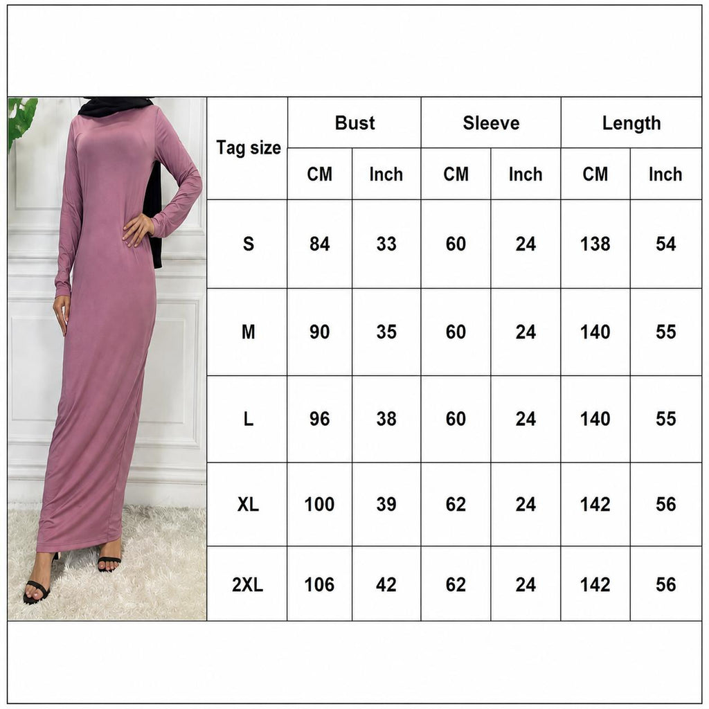 Plain Long Sleeve Abaya – Modest Full Length Everyday Dress for Women, Simple Elegant Muslim Maxi Dress