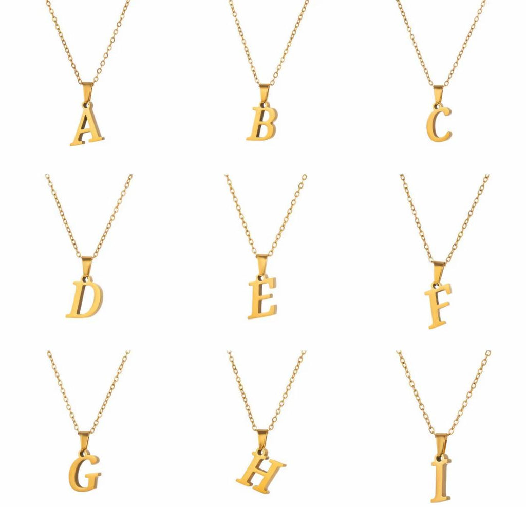 Name Initial Necklace A-Z 26 Letters Pendant 316L Stainless Steel 18k Gold Plated Jewellery Women Neck Choker Couple Gift