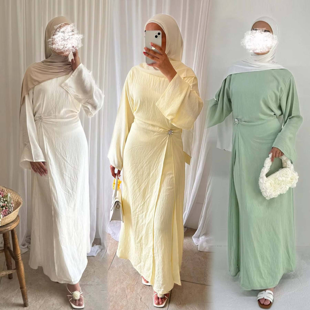 Soft Crepe Dress with Brooch