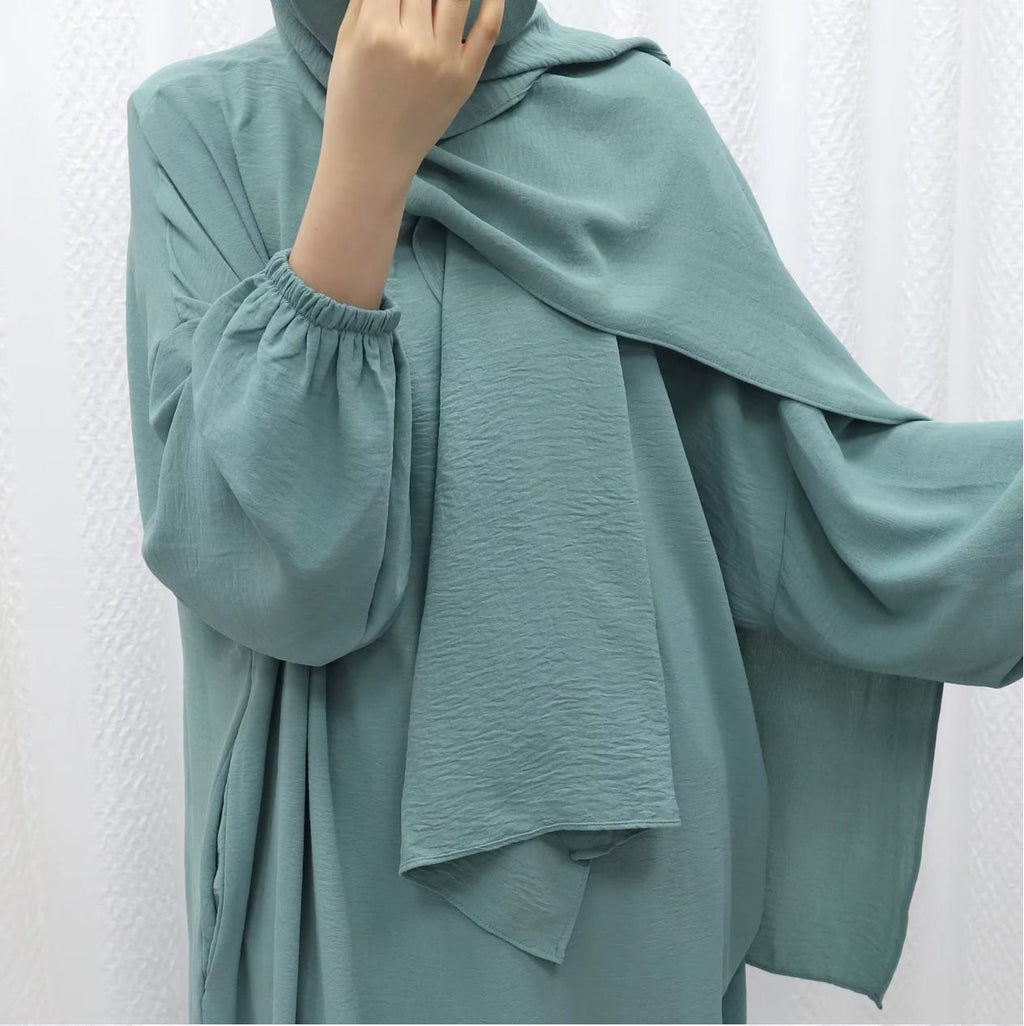 Flowing One Size Abaya – Modest Loose Fit Muslim Maxi Dress with Wide Sleeves for Women