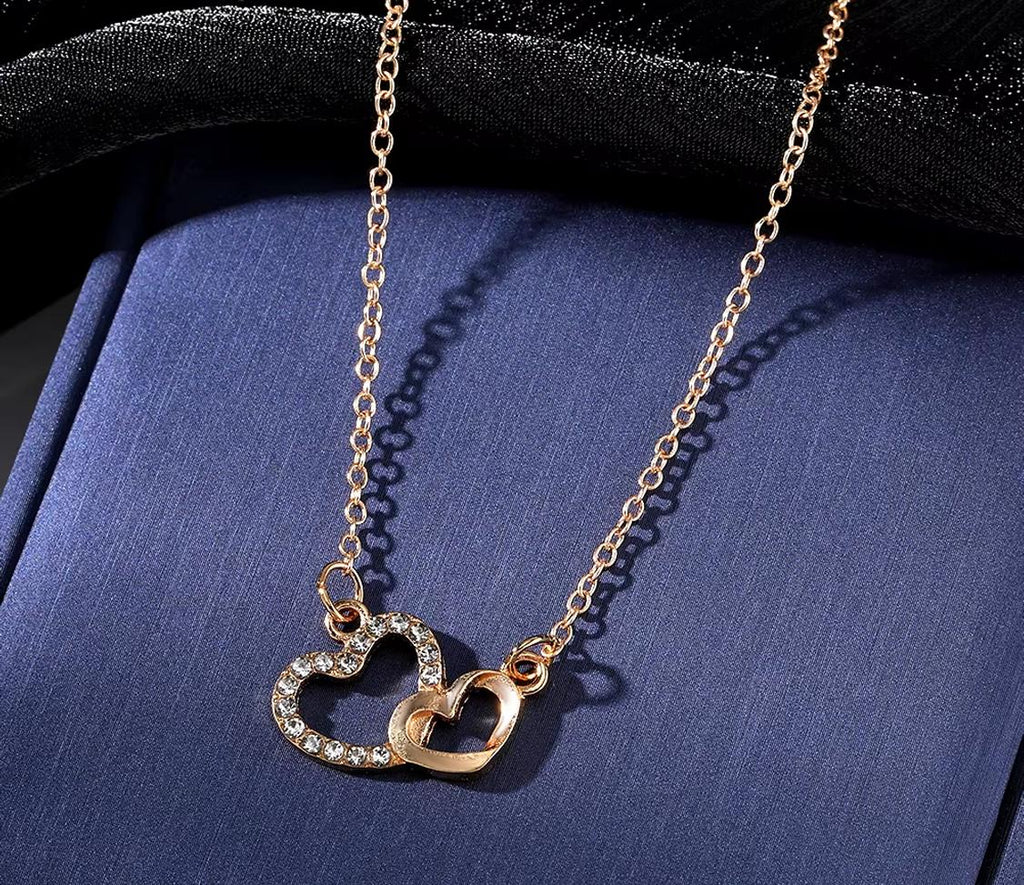 Heart Necklace Zirconia Rhinestone Multi Layer for Women Elegant Jewelery Gift Idea