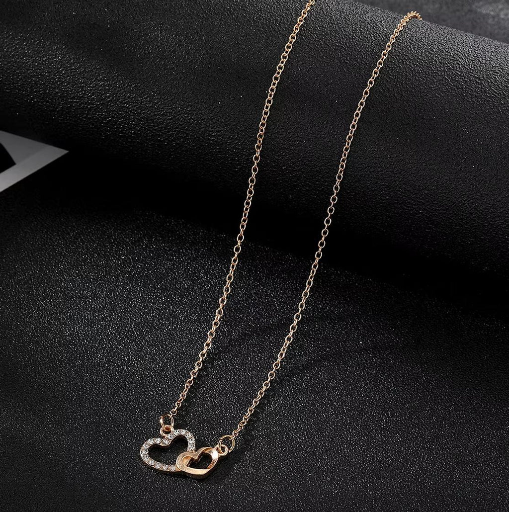 Heart Necklace Zirconia Rhinestone Multi Layer for Women Elegant Jewelery Gift Idea