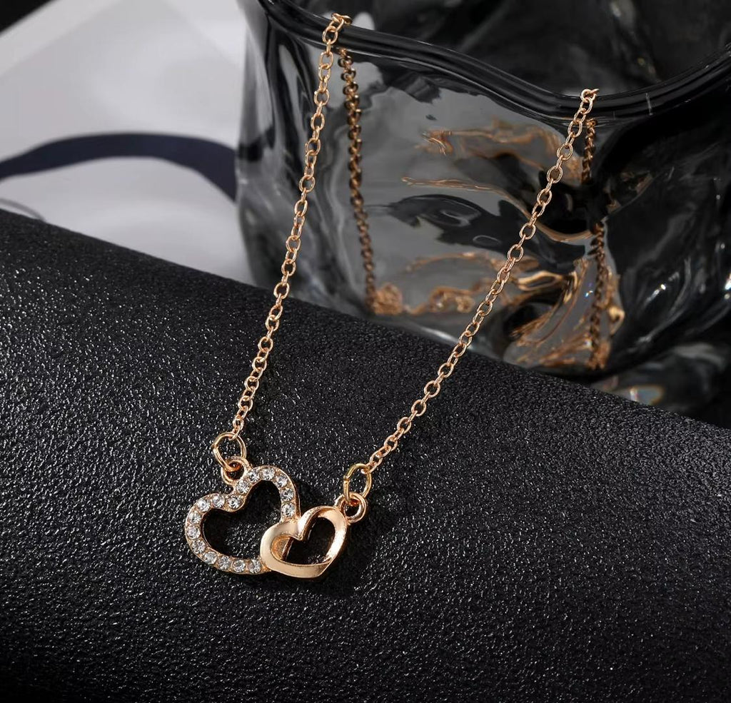 Heart Necklace Zirconia Rhinestone Multi Layer for Women Elegant Jewelery Gift Idea