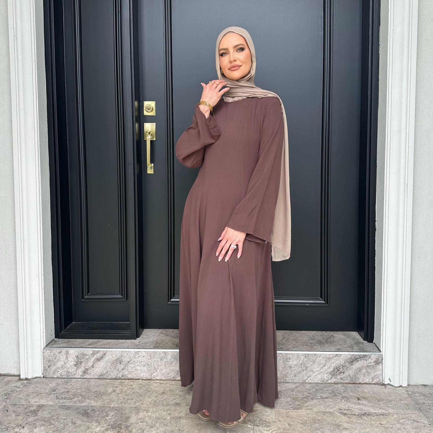 Premium Linen Abaya – Elegant Modest Long Sleeve Muslim Dress for Women, Lightweight Everyday & Occasion Wear