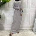 Plain Long Sleeve Abaya – Modest Full Length Everyday Dress for Women, Simple Elegant Muslim Maxi Dress
