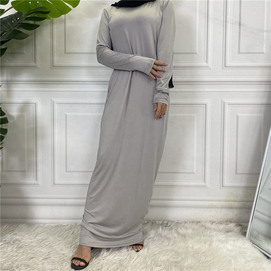 Plain Long Sleeve Abaya – Modest Full Length Everyday Dress for Women, Simple Elegant Muslim Maxi Dress
