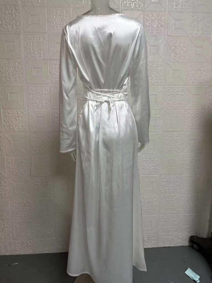Elegant Flare Sleeve Maxi Dress – Modest Long Sleeve Floor Length Dress for Women