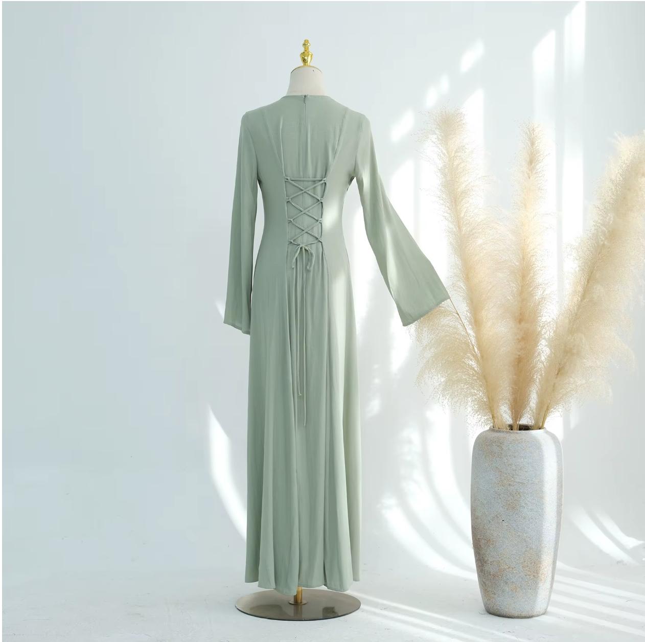 Premium Linen Abaya – Elegant Modest Long Sleeve Muslim Dress for Women, Lightweight Everyday & Occasion Wear