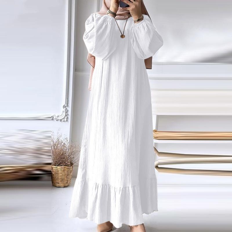 Elegant Ruffle Hem Maxi Dress – Modest Long Sleeve A-Line Dress for Women, Casual & Occasion Wear