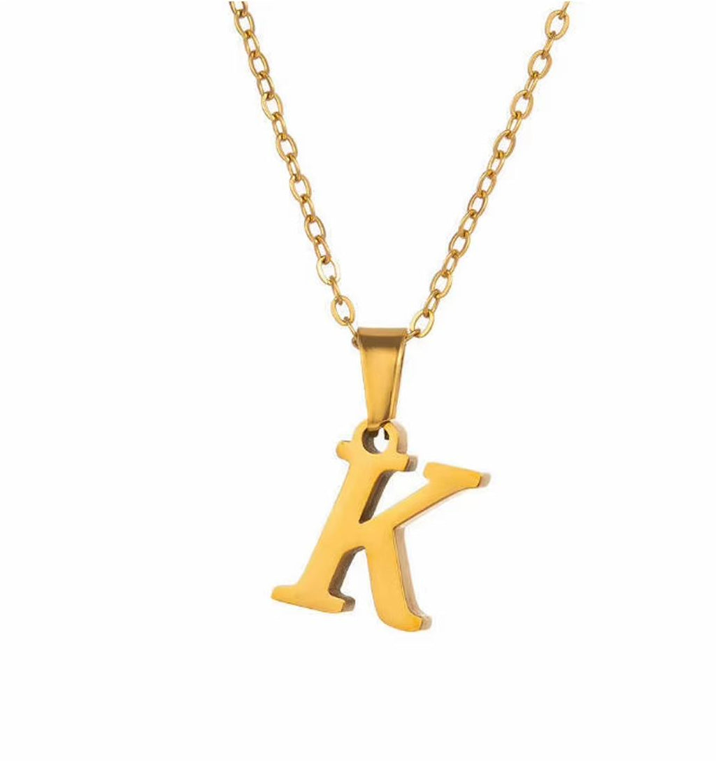 Name Initial Necklace A-Z 26 Letters Pendant 316L Stainless Steel 18k Gold Plated Jewellery Women Neck Choker Couple Gift