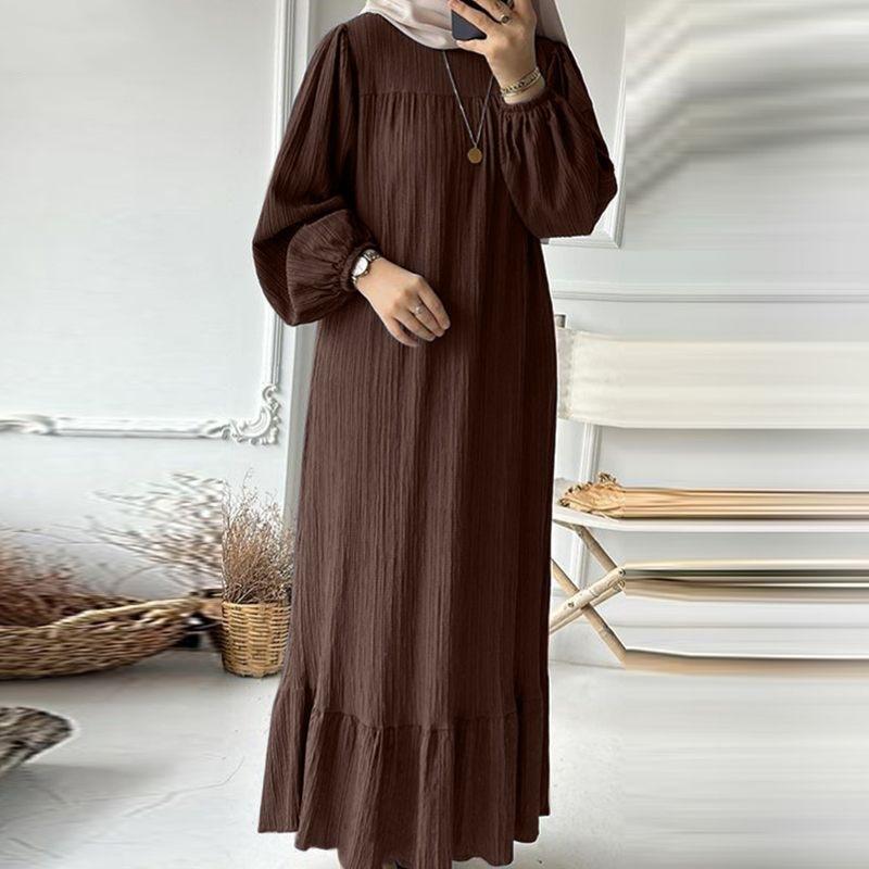 Elegant Ruffle Hem Maxi Dress – Modest Long Sleeve A-Line Dress for Women, Casual & Occasion Wear