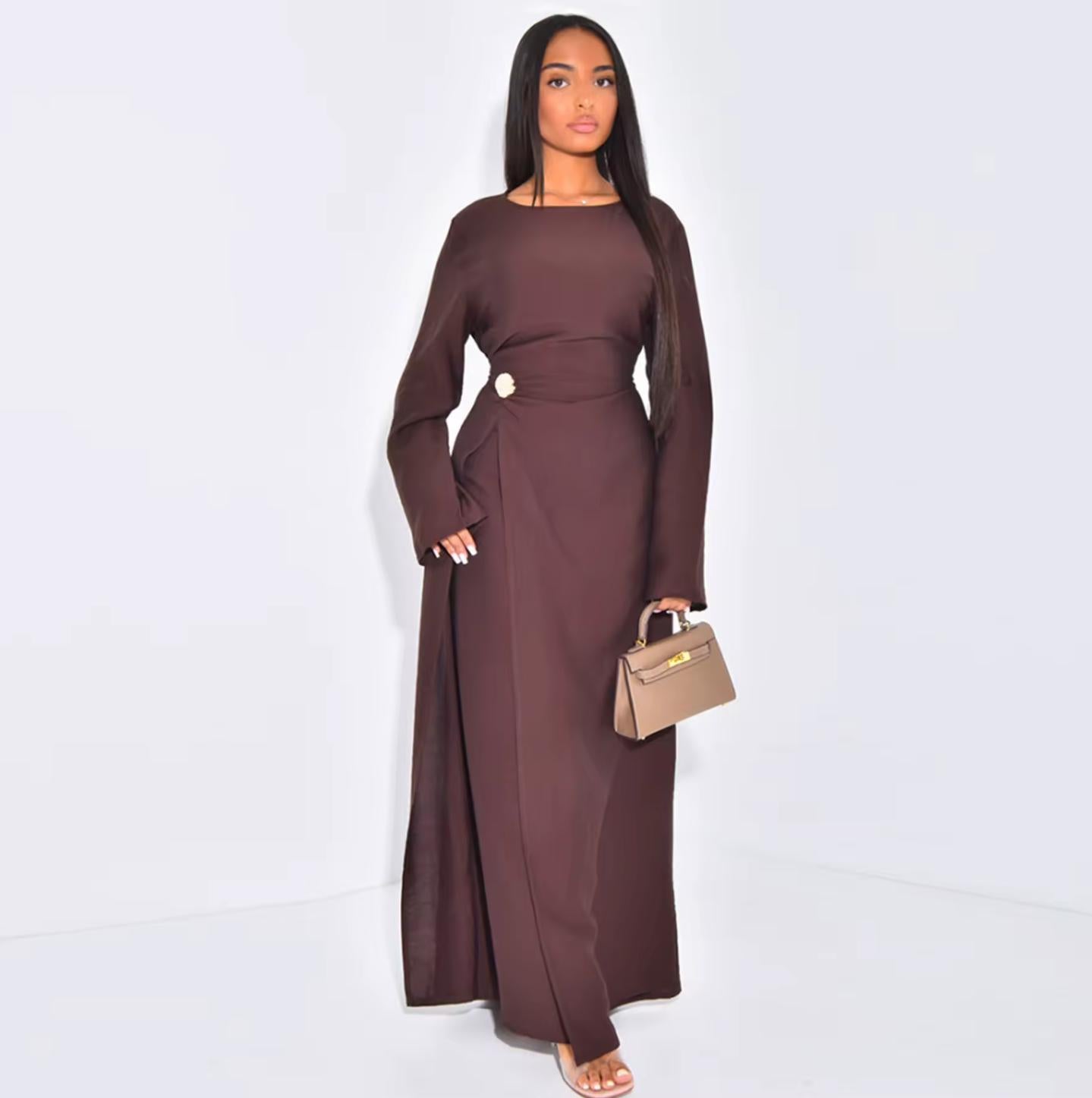 Soft Crepe Dress with Brooch