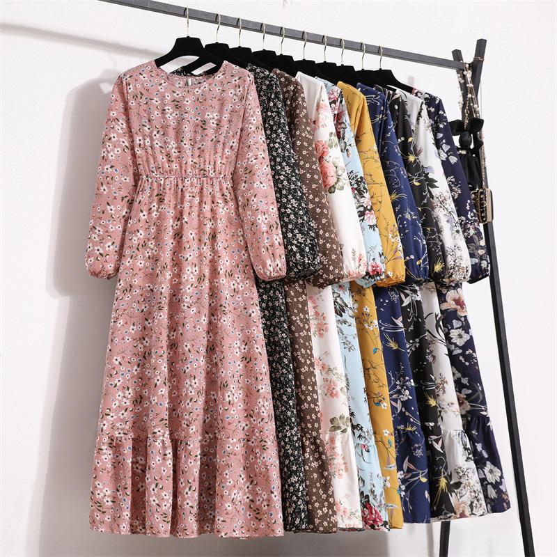 Floral Maxi Dress – Modest Long Sleeve Casual Summer Dress for Women, Floor Length Everyday & Occasion Wear