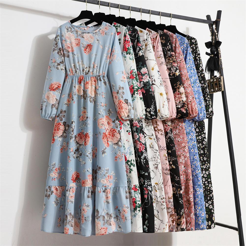 Floral Maxi Dress – Modest Long Sleeve Casual Summer Dress for Women, Floor Length Everyday & Occasion Wear