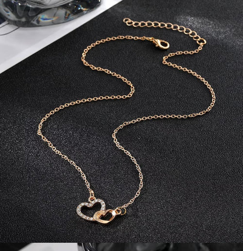 Heart Necklace Zirconia Rhinestone Multi Layer for Women Elegant Jewelery Gift Idea