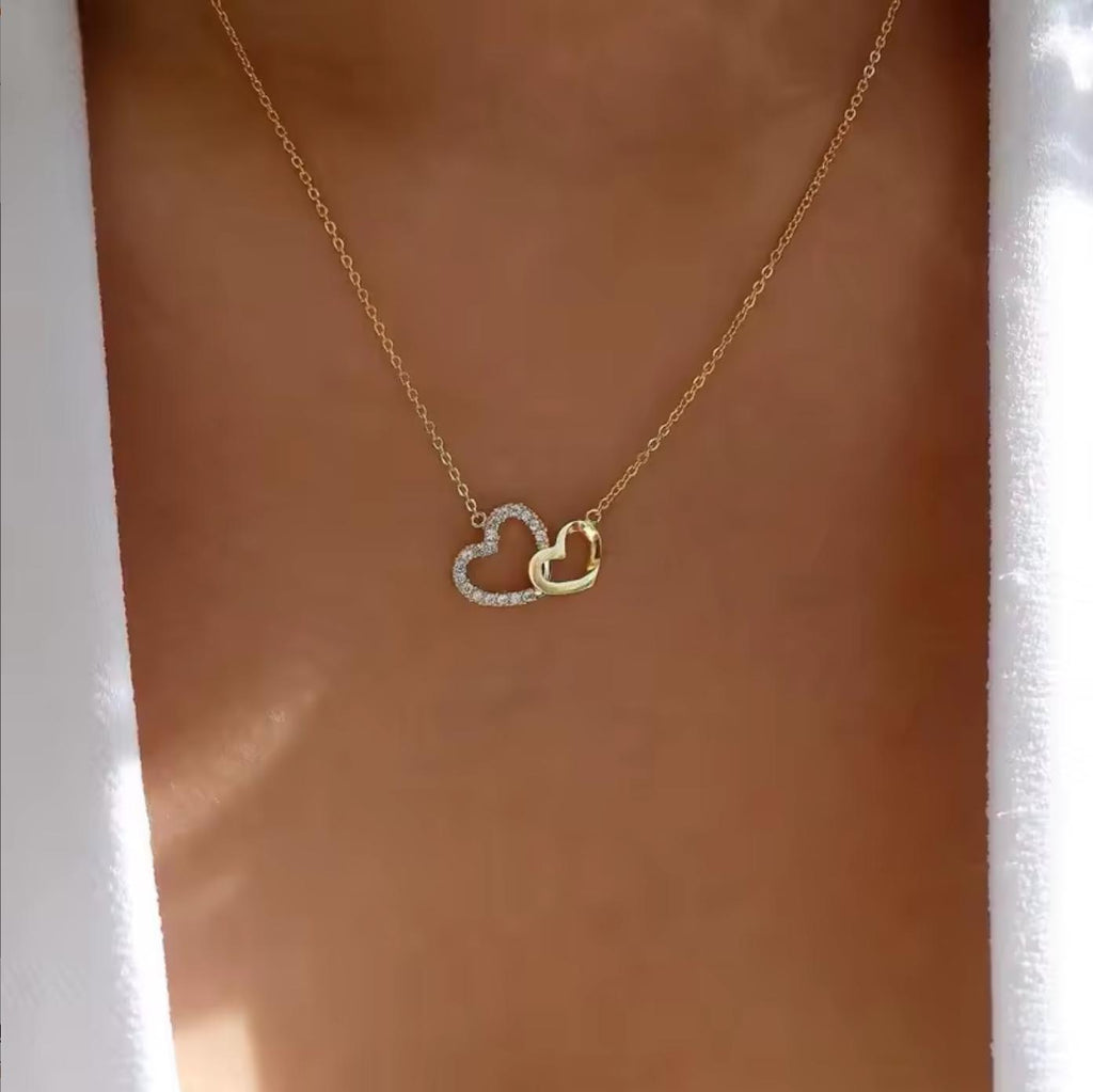 Heart Necklace Zirconia Rhinestone Multi Layer for Women Elegant Jewelery Gift Idea