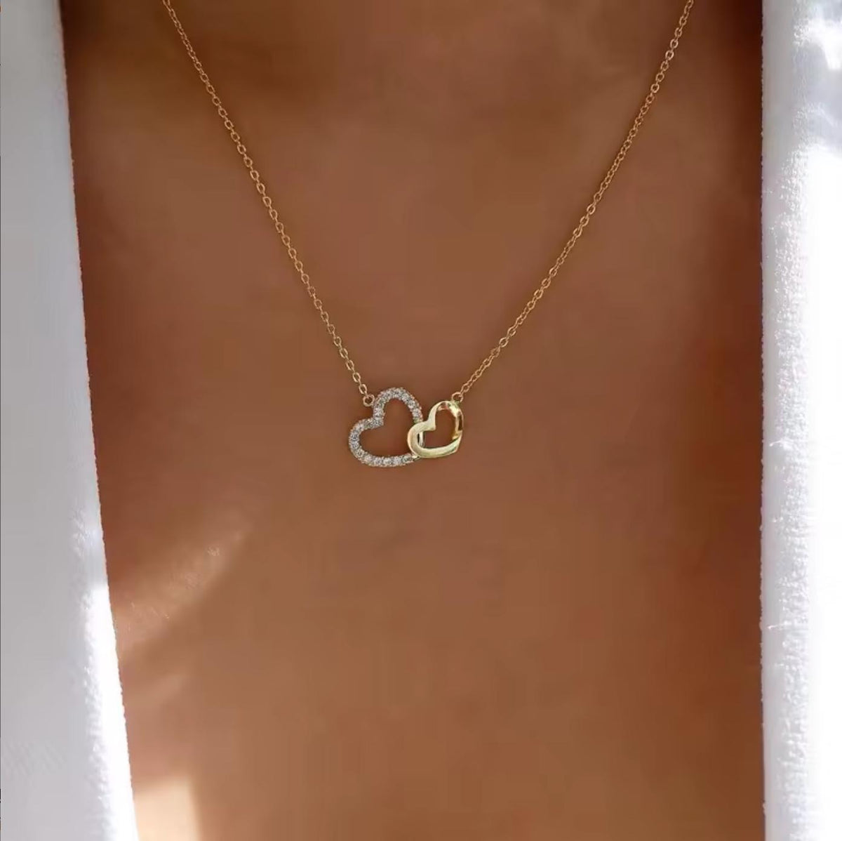 Heart Necklace Zirconia Rhinestone Multi Layer for Women Elegant Jewelery Gift Idea