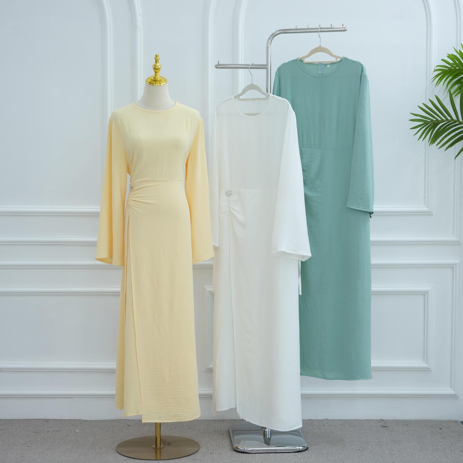 Soft Crepe Dress with Brooch