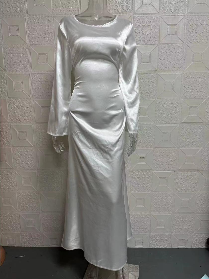 Elegant Flare Sleeve Maxi Dress – Modest Long Sleeve Floor Length Dress for Women