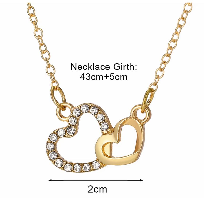 Heart Necklace Zirconia Rhinestone Multi Layer for Women Elegant Jewelery Gift Idea