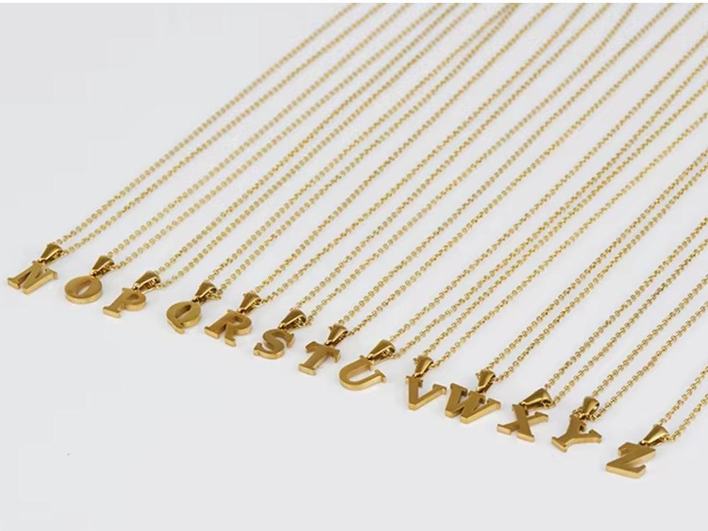 Name Initial Necklace A-Z 26 Letters Pendant 316L Stainless Steel 18k Gold Plated Jewellery Women Neck Choker Couple Gift