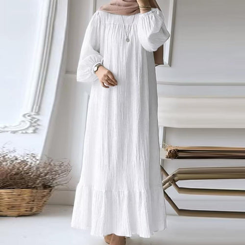Elegant Ruffle Hem Maxi Dress – Modest Long Sleeve A-Line Dress for Women, Casual & Occasion Wear