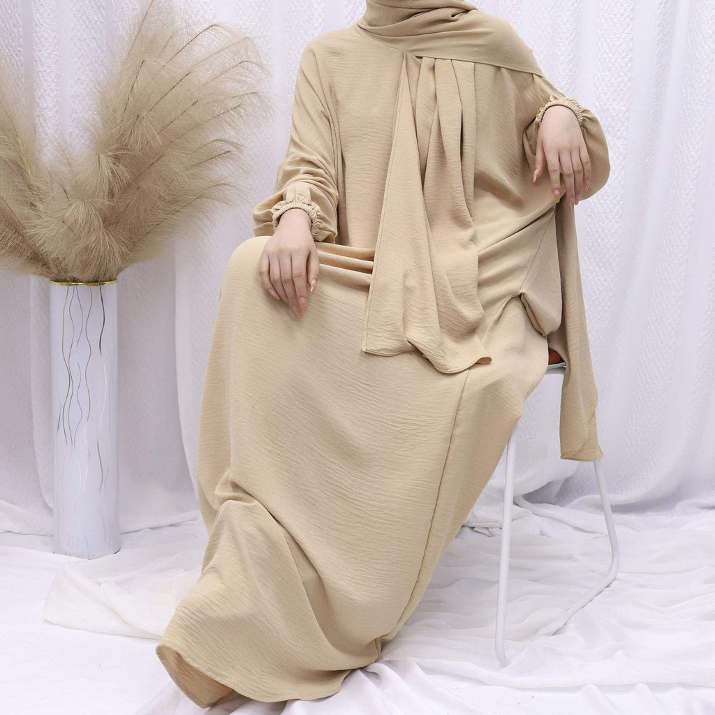 Flowing One Size Abaya – Modest Loose Fit Muslim Maxi Dress with Wide Sleeves for Women