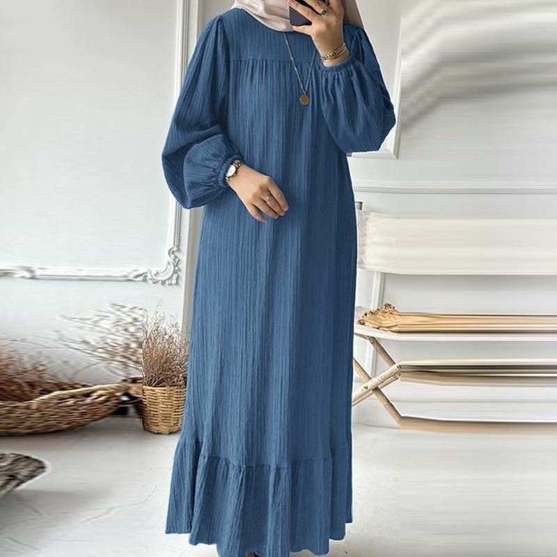 Elegant Ruffle Hem Maxi Dress – Modest Long Sleeve A-Line Dress for Women, Casual & Occasion Wear